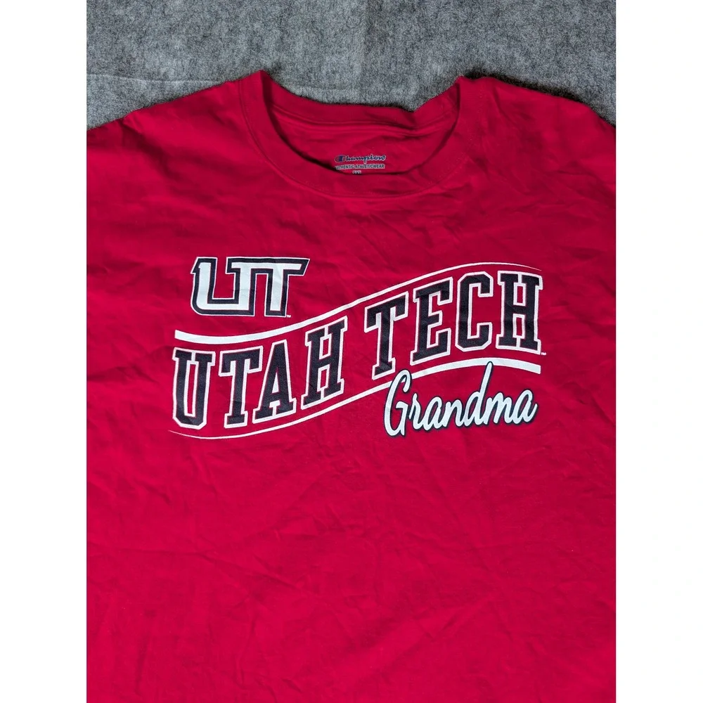 Champion Utah Tech University Grandma Red Graphic T-Shirt UT Trailblazers - Picture 5 of 9